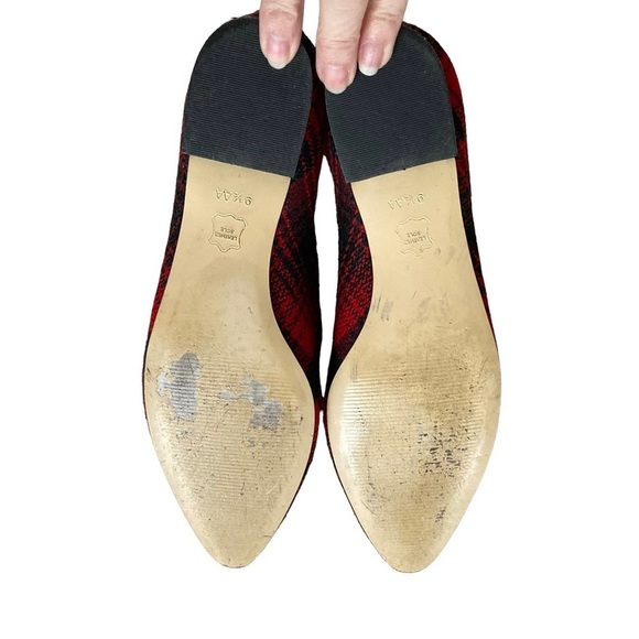 Talbots Red/Black Plaid Pointy Toed Ballet Flats - Picture 10 of 13